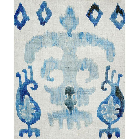 Sapphire Ikat III Black Modern Wood Framed Art Print with Double Matting by Zarris, Chariklia