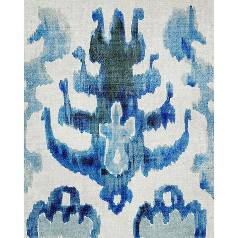 Sapphire Ikat IV Gold Ornate Wood Framed Art Print with Double Matting by Zarris, Chariklia