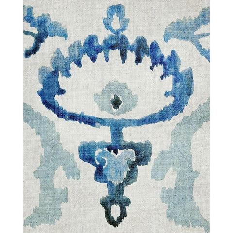 Sapphire Ikat VI Black Modern Wood Framed Art Print with Double Matting by Zarris, Chariklia