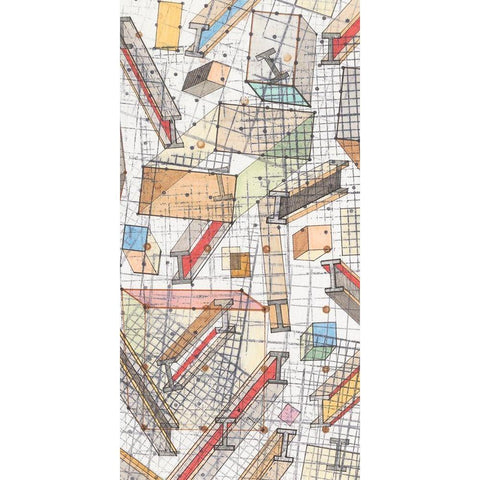 Funky Grid II Gold Ornate Wood Framed Art Print with Double Matting by Galapon, Nikki