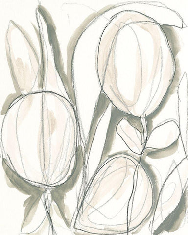 Neutral Tropical I Black Ornate Wood Framed Art Print with Double Matting by Vess, June Erica