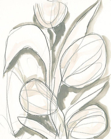 Neutral Tropical II White Modern Wood Framed Art Print with Double Matting by Vess, June Erica