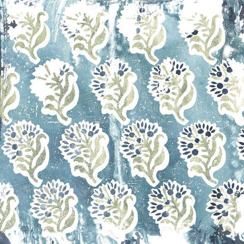 Flower Stone Tile II White Modern Wood Framed Art Print with Double Matting by Vess, June Erica