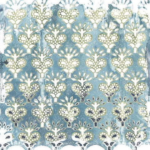 Flower Stone Tile VI Black Ornate Wood Framed Art Print with Double Matting by Vess, June Erica