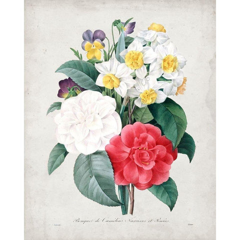 Redoute Bouquet III Black Modern Wood Framed Art Print by Redoute, Pierre