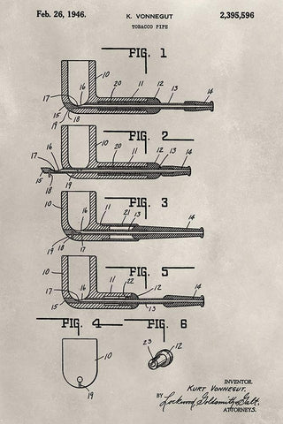 Patent--Pipe White Modern Wood Framed Art Print with Double Matting by Ludwig, Alicia