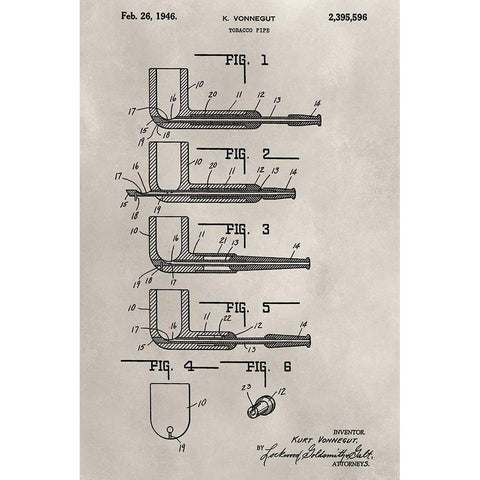 Patent--Pipe Gold Ornate Wood Framed Art Print with Double Matting by Ludwig, Alicia
