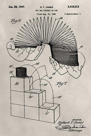 Patent--Slinky Black Ornate Wood Framed Art Print with Double Matting by Ludwig, Alicia
