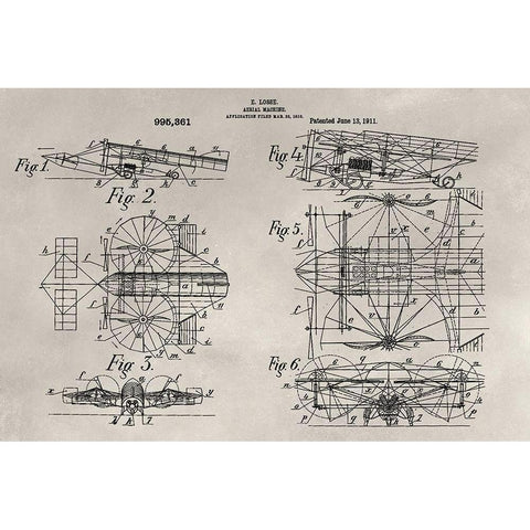 Patent--Aerial Machine White Modern Wood Framed Art Print by Ludwig, Alicia