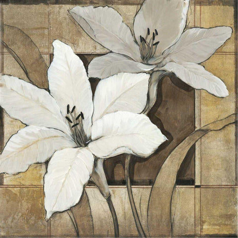 Non-Embellished Lilies II Black Modern Wood Framed Art Print with Double Matting by OToole, Tim