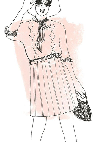 Fashion Sketches I White Modern Wood Framed Art Print with Double Matting by Vess, June Erica