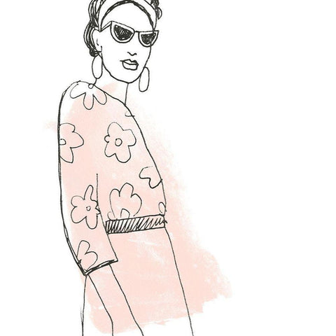 Fashion Sketches III Black Modern Wood Framed Art Print by Vess, June Erica