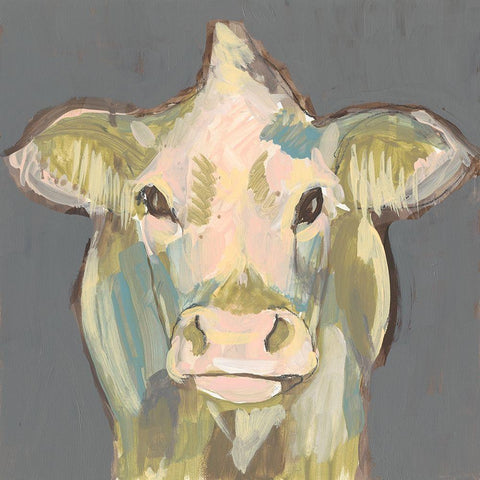 Blush Faced Cow II Black Ornate Wood Framed Art Print with Double Matting by Goldberger, Jennifer