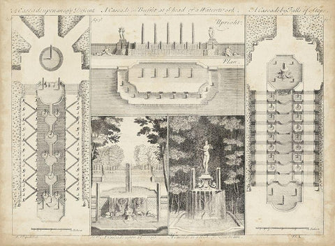Antique Garden Design I White Modern Wood Framed Art Print with Double Matting by d Argenville, DeZallier