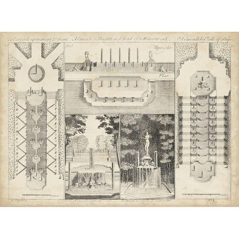 Antique Garden Design I Black Modern Wood Framed Art Print by d Argenville, DeZallier