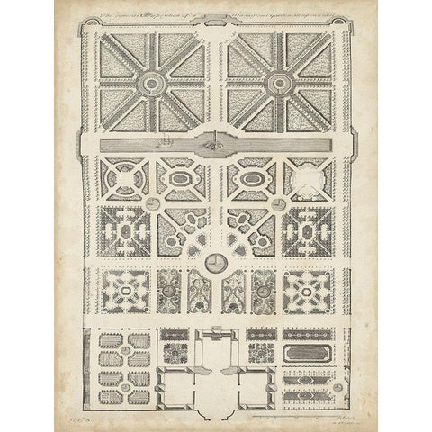Antique Garden Design IV Black Modern Wood Framed Art Print with Double Matting by d Argenville, DeZallier