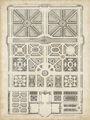 Antique Garden Design IV White Modern Wood Framed Art Print with Double Matting by d Argenville, DeZallier