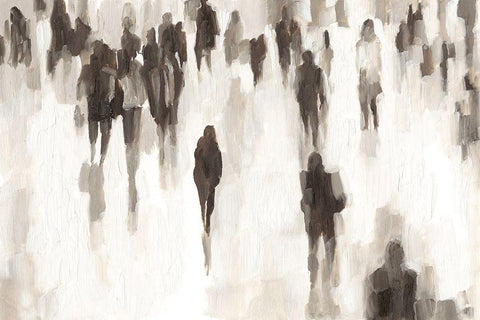 Commuters I White Modern Wood Framed Art Print with Double Matting by Harper, Ethan