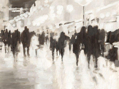 Nightlife White Modern Wood Framed Art Print with Double Matting by Harper, Ethan