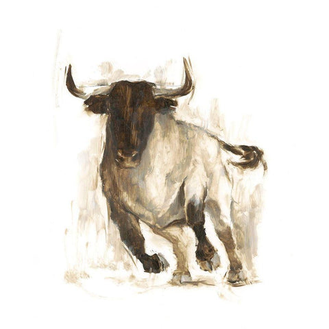 Rustic Bull II Black Modern Wood Framed Art Print with Double Matting by Harper, Ethan