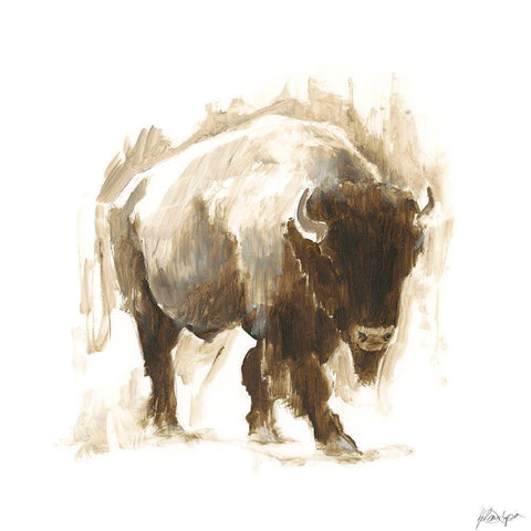 Rustic Bison I Gold Ornate Wood Framed Art Print with Double Matting by Harper, Ethan