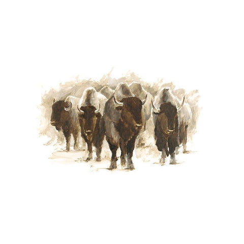 Herd of Bison II Gold Ornate Wood Framed Art Print with Double Matting by Harper, Ethan