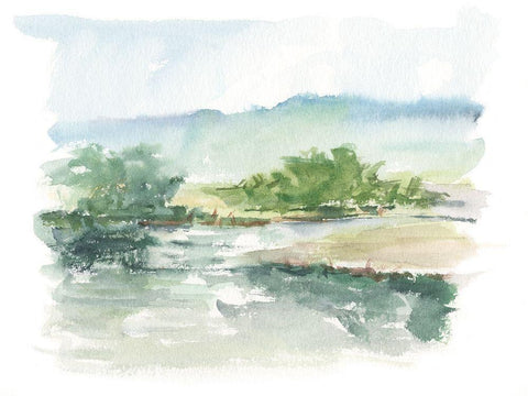 Spring Watercolor Sketch V White Modern Wood Framed Art Print with Double Matting by Harper, Ethan