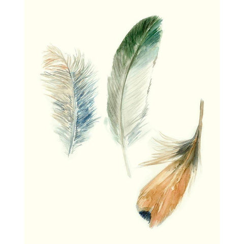 Watercolor Feathers II White Modern Wood Framed Art Print by Meagher, Megan