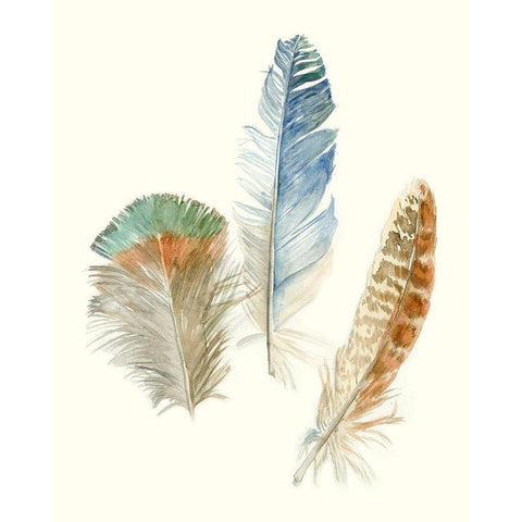 Watercolor Feathers III White Modern Wood Framed Art Print by Meagher, Megan