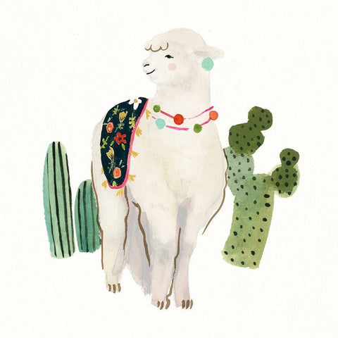 Sweet Alpaca II Black Modern Wood Framed Art Print with Double Matting by Borges, Victoria