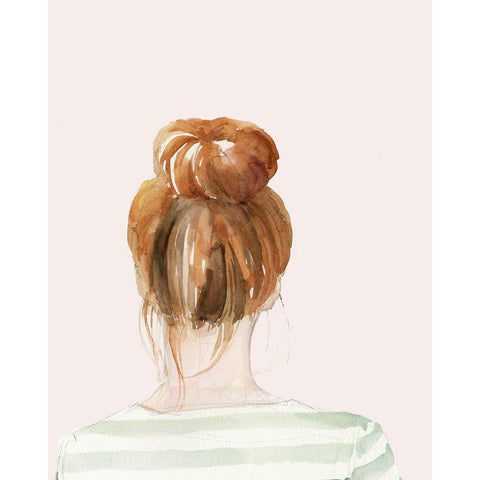 Top Knot Sailor Stripes II White Modern Wood Framed Art Print by Parker, Jennifer Paxton