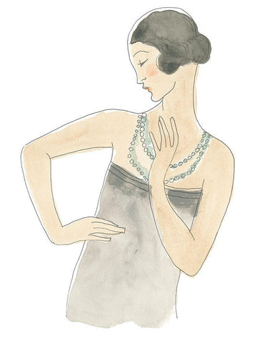 Flapper Fashion Sketches V White Modern Wood Framed Art Print with Double Matting by Vess, June Erica
