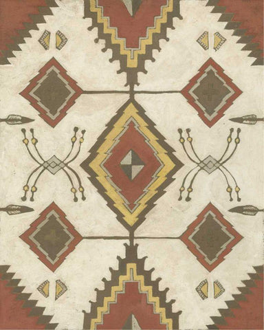 Non-Embellished Native Design I White Modern Wood Framed Art Print with Double Matting by Meagher, Megan