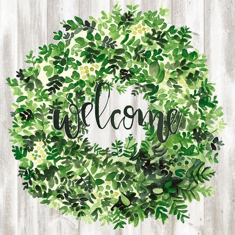 Welcome Wreath II White Modern Wood Framed Art Print by Parker, Jennifer Paxton