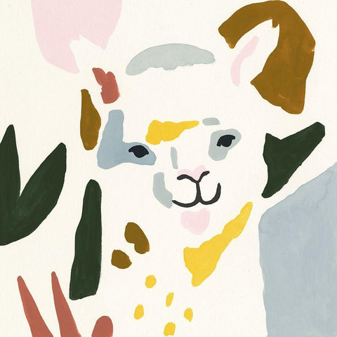 Llama Moderne I White Modern Wood Framed Art Print with Double Matting by Borges, Victoria