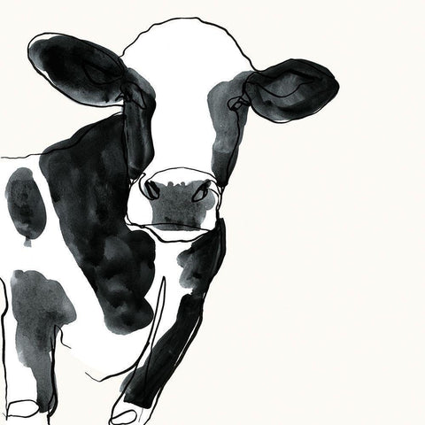 Cow Contour IV White Modern Wood Framed Art Print by Borges, Victoria