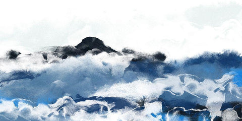 Custom Sea Surface II White Modern Wood Framed Art Print with Double Matting by Vess, June Erica