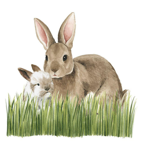 Woodland Babes III White Modern Wood Framed Art Print with Double Matting by Popp, Grace