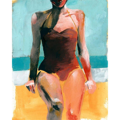 Vintage Swim II Black Modern Wood Framed Art Print by Parker, Jennifer Paxton