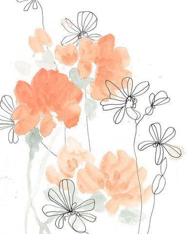 Blush Peonies I White Modern Wood Framed Art Print with Double Matting by Vess, June Erica