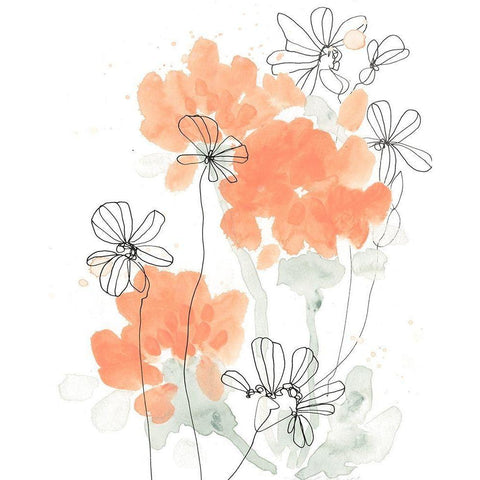 Blush Peonies II White Modern Wood Framed Art Print by Vess, June Erica