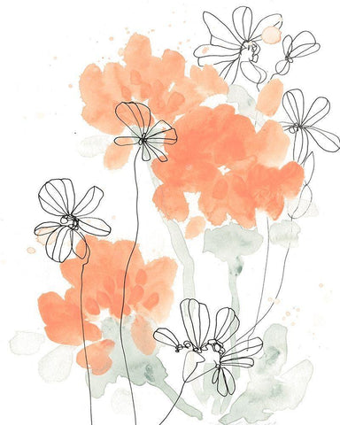 Blush Peonies II Black Ornate Wood Framed Art Print with Double Matting by Vess, June Erica