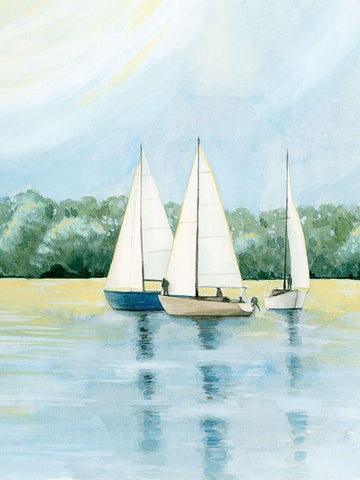 Afternoon Sail I White Modern Wood Framed Art Print with Double Matting by Popp, Grace