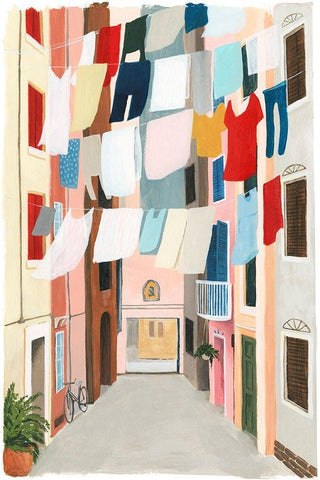 Laundry Day II White Modern Wood Framed Art Print with Double Matting by Popp, Grace