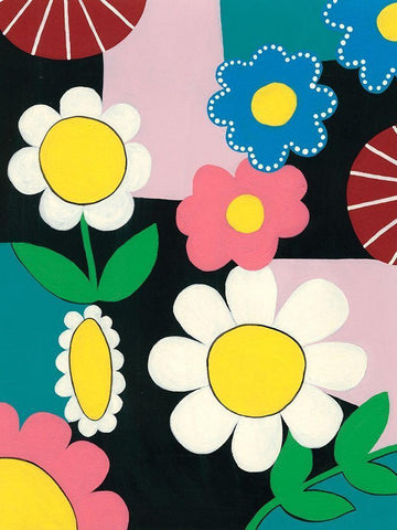 Vivid Blossoms I White Modern Wood Framed Art Print with Double Matting by Moore, Regina