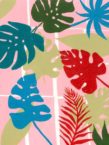 Colorful Tropics I White Modern Wood Framed Art Print with Double Matting by Moore, Regina