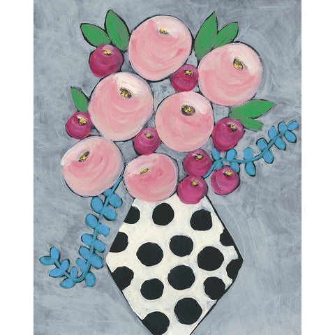 Floral Frolic I Black Modern Wood Framed Art Print by Moore, Regina