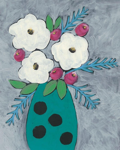 Floral Frolic II White Modern Wood Framed Art Print with Double Matting by Moore, Regina