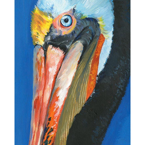 Vibrant Pelican I Gold Ornate Wood Framed Art Print with Double Matting by Parker, Jennifer Paxton