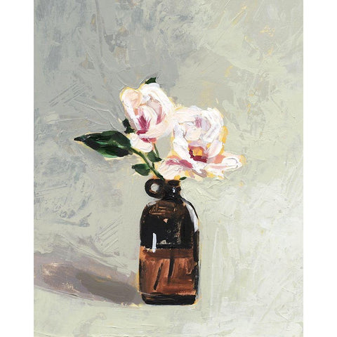 Amber Bottle Flowers IV Black Modern Wood Framed Art Print with Double Matting by Borges, Victoria